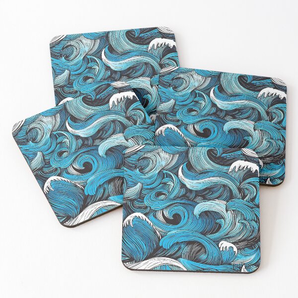 Item preview, Deep blue See waves patter. Abstract waves with bold lines designed and sold by FloralZoo.