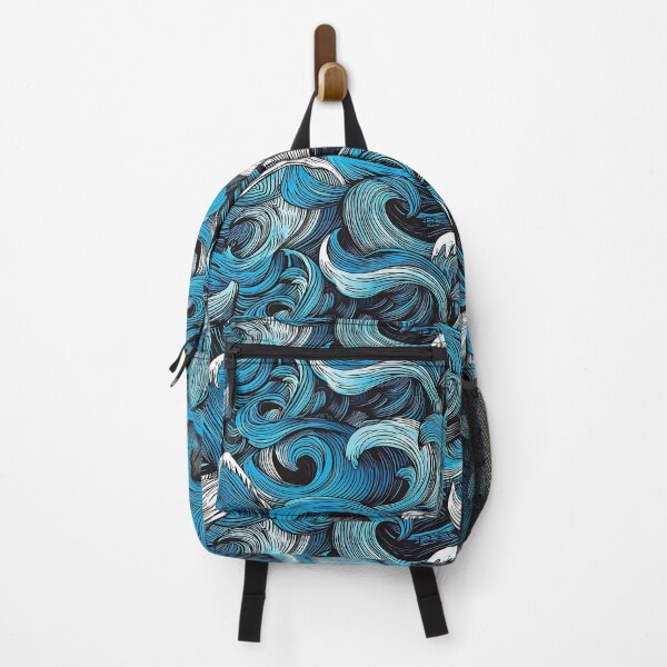 Item preview, Deep blue See waves patter. Abstract waves with bold lines designed and sold by FloralZoo.