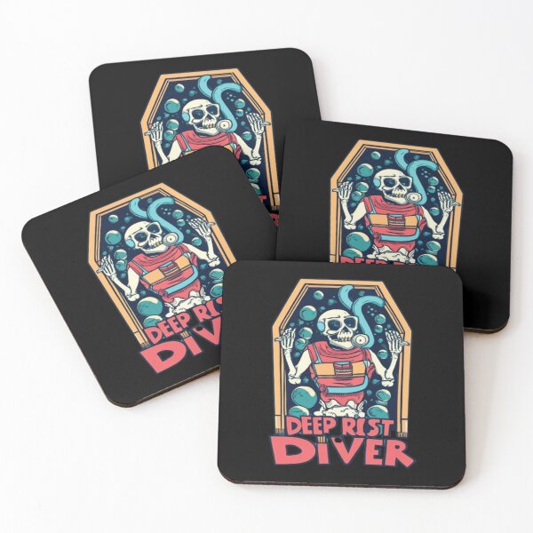 Item preview, Deep Rest Diver, Skeleton in underwater coffin Retro Vintage Whimsical designed and sold by UrbanGraphixs.