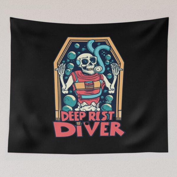 Item preview, Deep Rest Diver, Skeleton in underwater coffin Retro Vintage Whimsical designed and sold by UrbanGraphixs.
