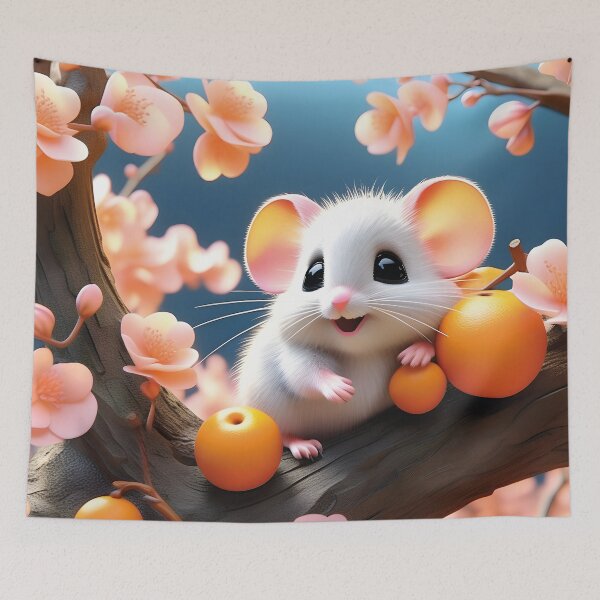 Item preview, kawaii mouse eats peaches designed and sold by Mauswohn.