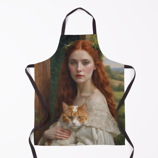 Item preview, Pre Raphaelite Redhead Girl holding a White and Ginger Cat designed and sold by KALEIDOSCOPE UK.