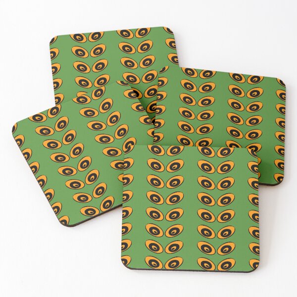 Item preview, Green orange eyes vintage vertical strip line, oval round retro designed and sold by pipikijung.