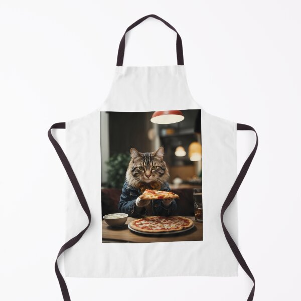 Item preview, A cat in a denim jacket eats a piece of pizza in the kitchen designed and sold by CreativeSparkzz.
