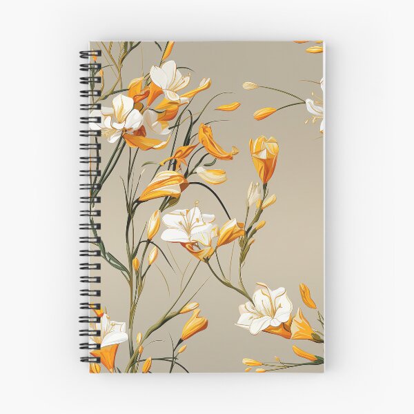 Item preview, Freesia Tile 01: Sun-Kissed Trumpets, Whispering on the Breeze in Ivory, Gold, and Fire, Dancing in Clusters, Dripping Sweet Perfume designed and sold by TheBrainArt.