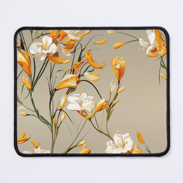 Item preview, Freesia Tile 01: Sun-Kissed Trumpets, Whispering on the Breeze in Ivory, Gold, and Fire, Dancing in Clusters, Dripping Sweet Perfume designed and sold by TheBrainArt.