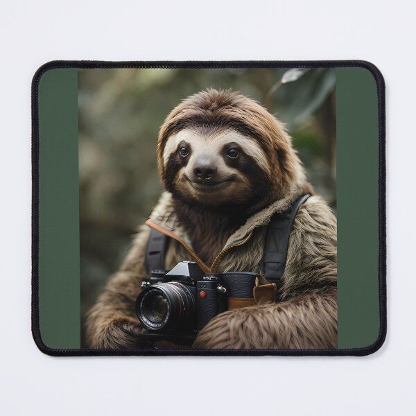 Item preview, A relaxed sloth as a tourist in the rainforest with a camera designed and sold by CreativeSparkzz.