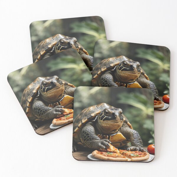 Item preview, A turtle eats a piece of pizza designed and sold by CreativeSparkzz.