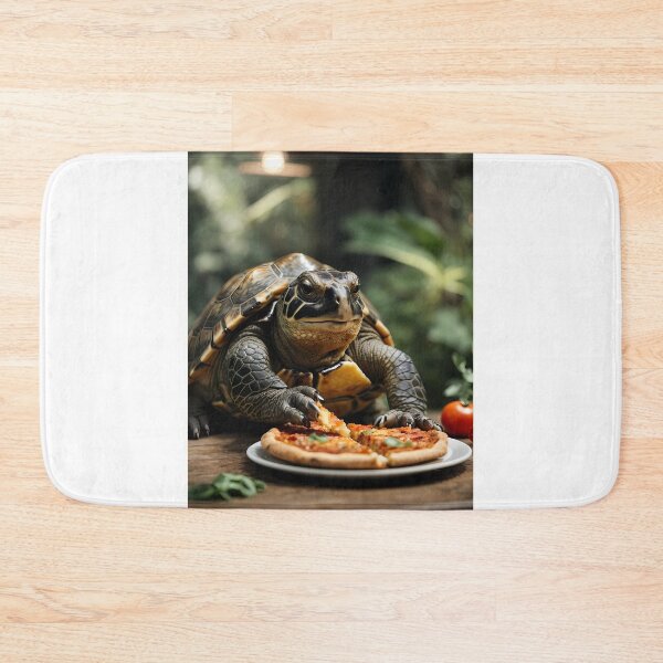 Item preview, A turtle eats a piece of pizza designed and sold by CreativeSparkzz.