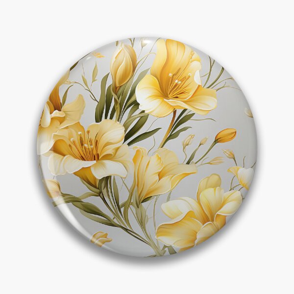 Item preview, Freesia Tile 02: Sun-Kissed Trumpets, Whispering on the Breeze in Ivory, Gold, and Fire, Dancing in Clusters, Dripping Sweet Perfume designed and sold by TheBrainArt.