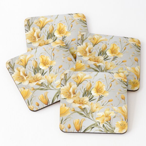 Item preview, Freesia Tile 02: Sun-Kissed Trumpets, Whispering on the Breeze in Ivory, Gold, and Fire, Dancing in Clusters, Dripping Sweet Perfume designed and sold by TheBrainArt.