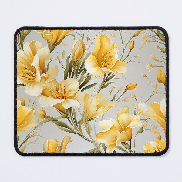 Item preview, Freesia Tile 02: Sun-Kissed Trumpets, Whispering on the Breeze in Ivory, Gold, and Fire, Dancing in Clusters, Dripping Sweet Perfume designed and sold by TheBrainArt.