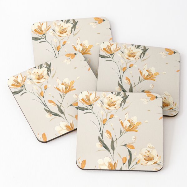 Item preview, Freesia Tile 03: Sun-Kissed Trumpets, Whispering on the Breeze in Ivory, Gold, and Fire, Dancing in Clusters, Dripping Sweet Perfume designed and sold by TheBrainArt.