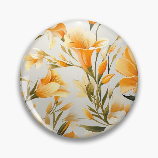 Item preview, Freesia Tile 04: Sun-Kissed Trumpets, Whispering on the Breeze in Ivory, Gold, and Fire, Dancing in Clusters, Dripping Sweet Perfume designed and sold by TheBrainArt.