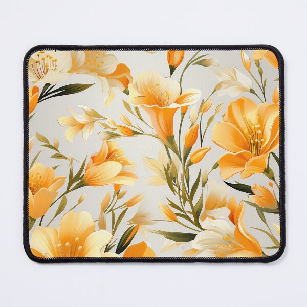 Item preview, Freesia Tile 04: Sun-Kissed Trumpets, Whispering on the Breeze in Ivory, Gold, and Fire, Dancing in Clusters, Dripping Sweet Perfume designed and sold by TheBrainArt.