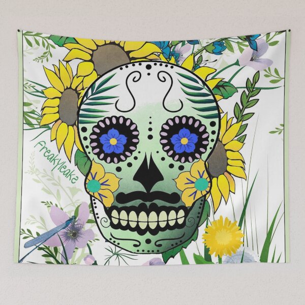 Item preview, FANTASY SKULL WITH SUNFLOWERS AND BUGS designed and sold by inarausch2023.