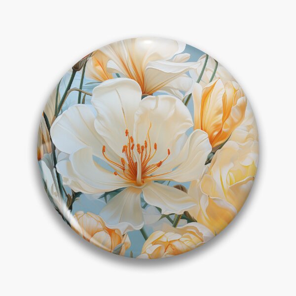 Item preview, Freesia Tile 5: Sun-Kissed Trumpets, Whispering on the Breeze in Ivory, Gold, and Fire, Dancing in Clusters, Dripping Sweet Perfume designed and sold by TheBrainArt.
