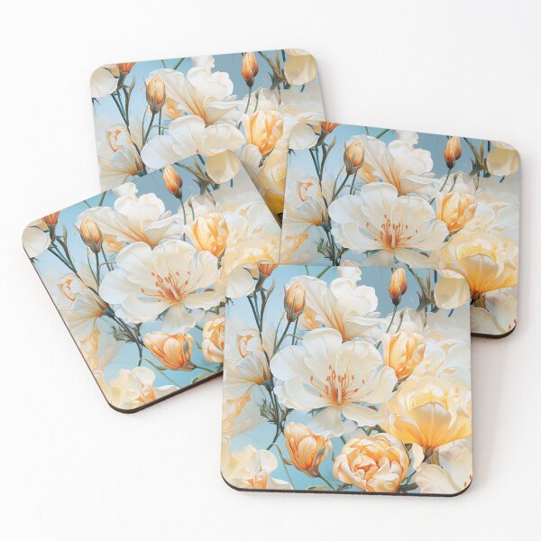 Item preview, Freesia Tile 5: Sun-Kissed Trumpets, Whispering on the Breeze in Ivory, Gold, and Fire, Dancing in Clusters, Dripping Sweet Perfume designed and sold by TheBrainArt.