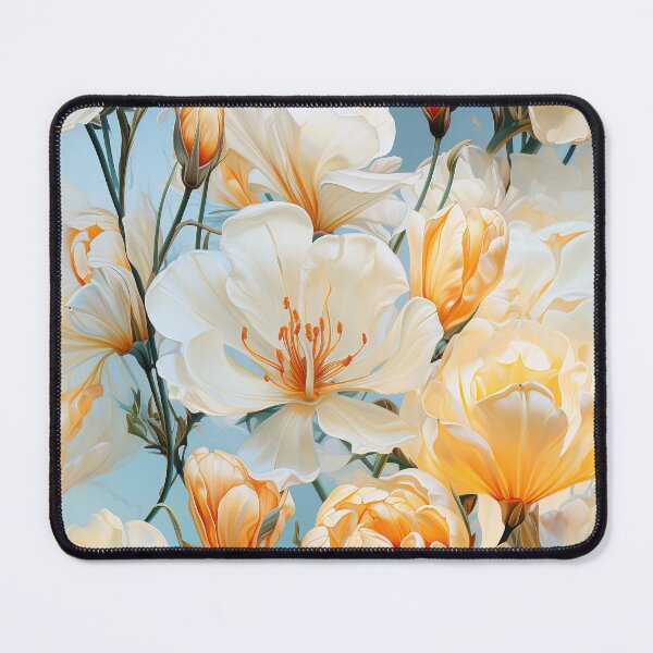 Item preview, Freesia Tile 5: Sun-Kissed Trumpets, Whispering on the Breeze in Ivory, Gold, and Fire, Dancing in Clusters, Dripping Sweet Perfume designed and sold by TheBrainArt.