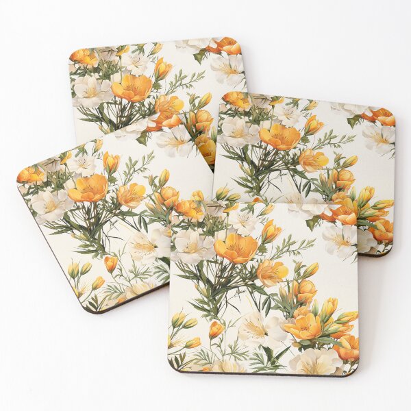 Item preview, Freesia Tile 7: Sun-Kissed Trumpets, Whispering on the Breeze in Ivory, Gold, and Fire, Dancing in Clusters, Dripping Sweet Perfume designed and sold by TheBrainArt.