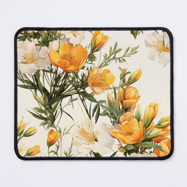 Item preview, Freesia Tile 7: Sun-Kissed Trumpets, Whispering on the Breeze in Ivory, Gold, and Fire, Dancing in Clusters, Dripping Sweet Perfume designed and sold by TheBrainArt.
