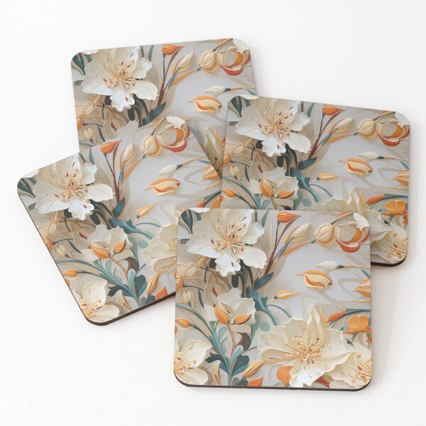 Item preview, Freesia Tile 9: Sun-Kissed Trumpets, Whispering on the Breeze in Ivory, Gold, and Fire, Dancing in Clusters, Dripping Sweet Perfume designed and sold by TheBrainArt.