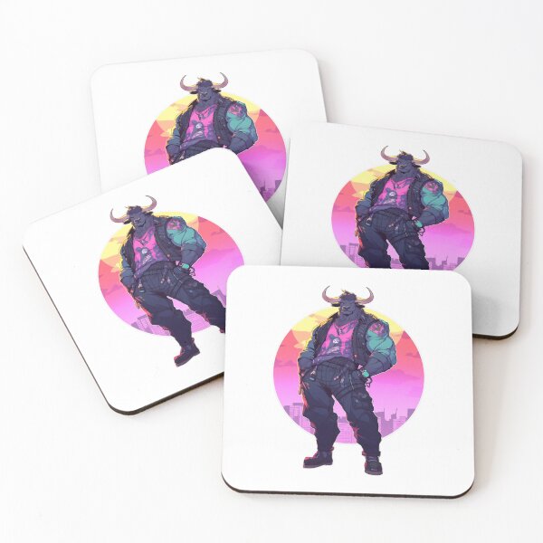 Item preview, Calm Cyberpunk Oasis: Pleasant Ox in Neon Overalls Roaming Through a Technological Desert - Digital Cartoon Sticker designed and sold by zax454.