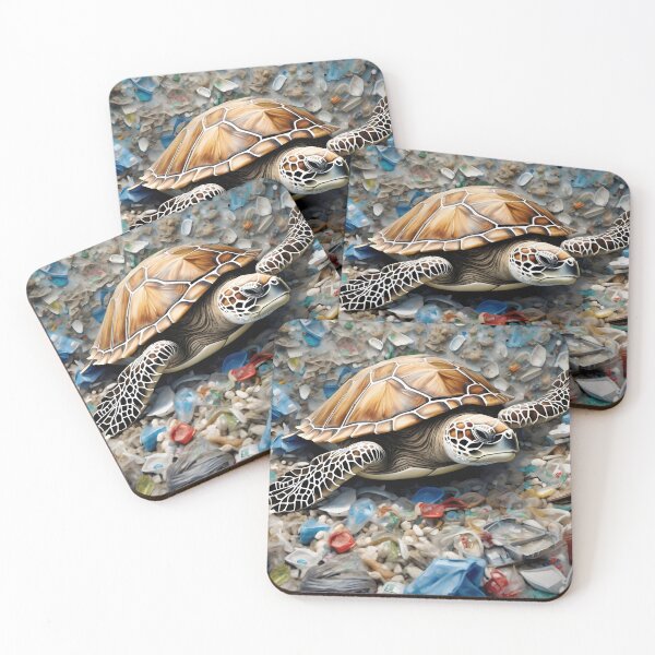Item preview, A Turtle is Laying on a Pile of Plastic designed and sold by supekaramit0.