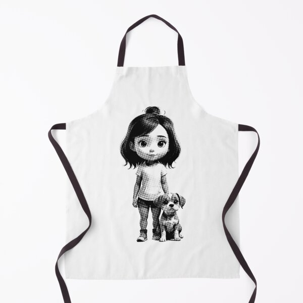Item preview, Cute Little Girl and Her Dog - Halftone Sweet Little Girl Cartoon Design designed and sold by MadeByRobots.