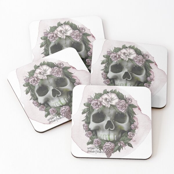 Item preview, A ROMANTIC LOOKING SKULL WITH FLOWERS designed and sold by inarausch2023.