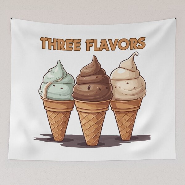 Item preview, three flavors of ice cream designed and sold by YolaShopOnline.