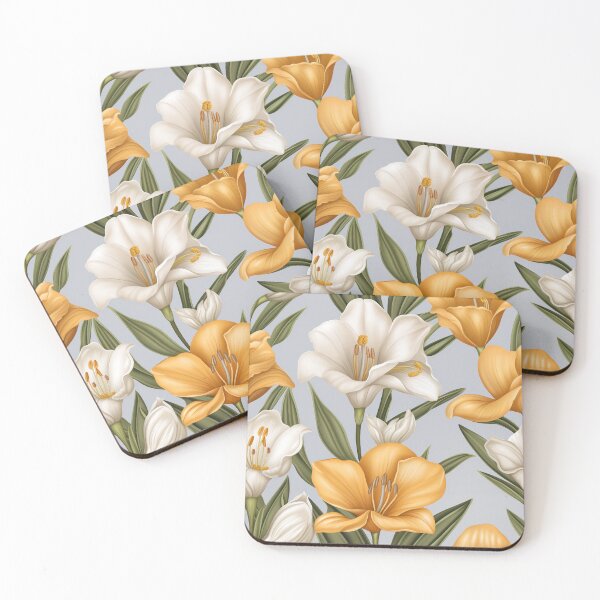 Item preview, Freesia Tile 18: Sun-Kissed Trumpets, Whispering on the Breeze in Ivory, Gold, and Fire, Dancing in Clusters, Dripping Sweet Perfume designed and sold by TheBrainArt.
