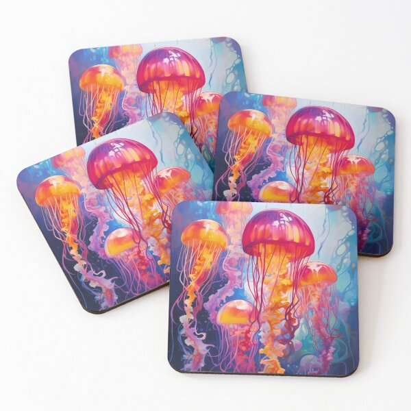 Item preview, Beautiful orange and pink ocean jellyfish animal artwork designed and sold by NBSStore.