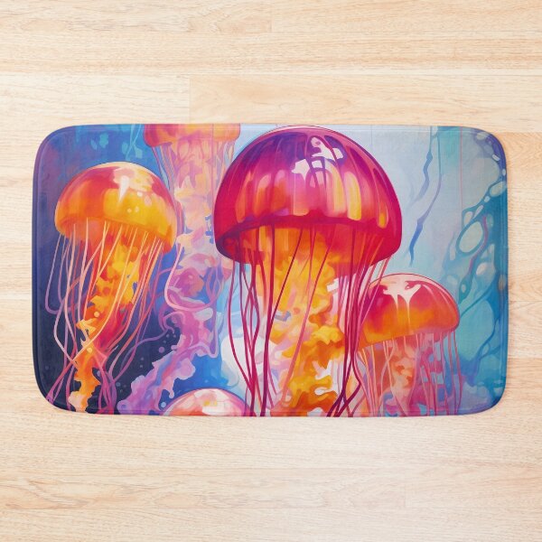 Item preview, Beautiful orange and pink ocean jellyfish animal artwork designed and sold by NBSStore.