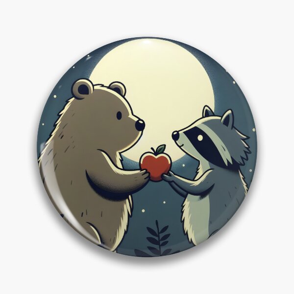 Item preview, Bear and Raccoon in Full Moon designed and sold by omerfdln34.