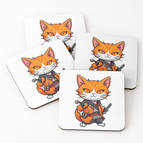 Item preview, Cute orange cat assassin samurai Japan designed and sold by KorArtStudio.