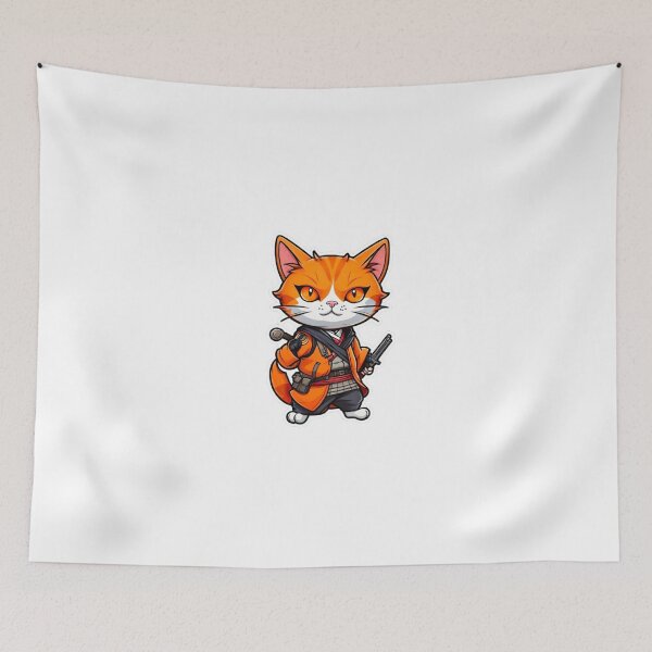 Item preview, Cute orange cat assassin samurai Japan designed and sold by KorArtStudio.