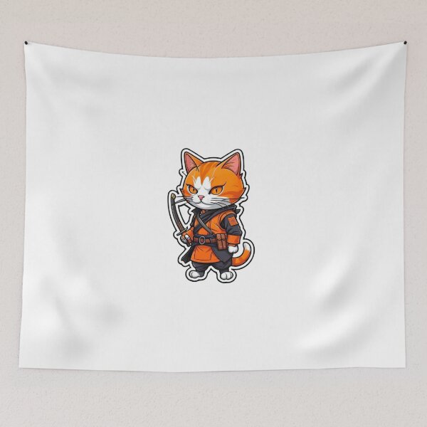 Item preview, Cool orange cat assassin samurai Japan designed and sold by KorArtStudio.