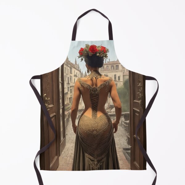 Item preview, elegant Duchess, wearing a wreath of flowers, gracefully walks out of the palace designed and sold by Fantasymachine.