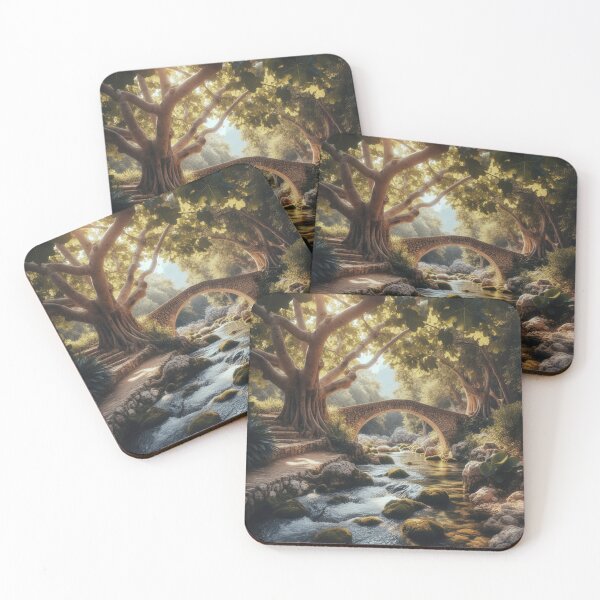 Item preview, Clear stream waters flowing over an ancient stone bridge under the shade of fig trees. designed and sold by Yourdreamworld.
