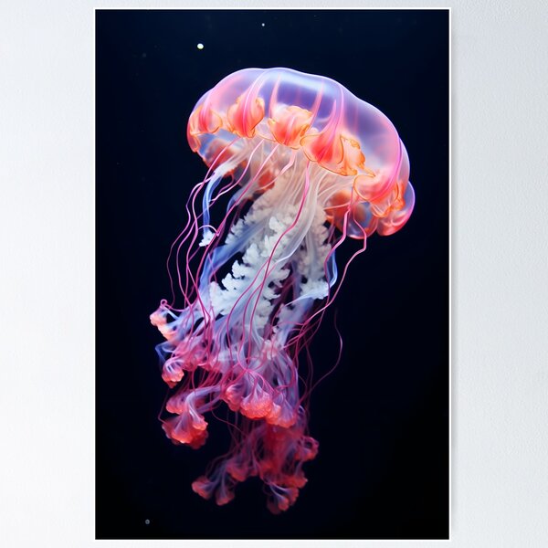 Item preview, Beautiful orange and pink ocean jellyfish or medusa animal swimming designed and sold by NBSStore.