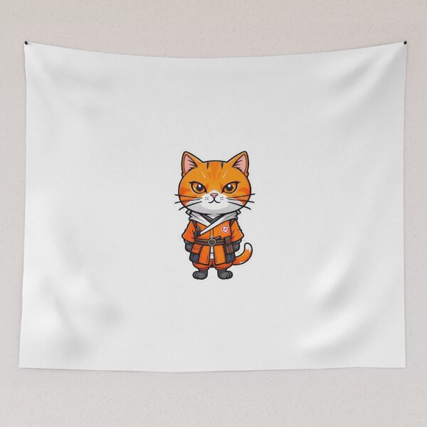 Item preview, Cool orange cat assassin samurai in Japan designed and sold by KorArtStudio.