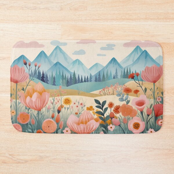 Artikelvorschau, Schönes buntes Blumenfeld und grüne Graswiese in der felsigen Bergkette, Kunstwerk oder Gemäldedesign. entworfen und verkauft von NBSStore.