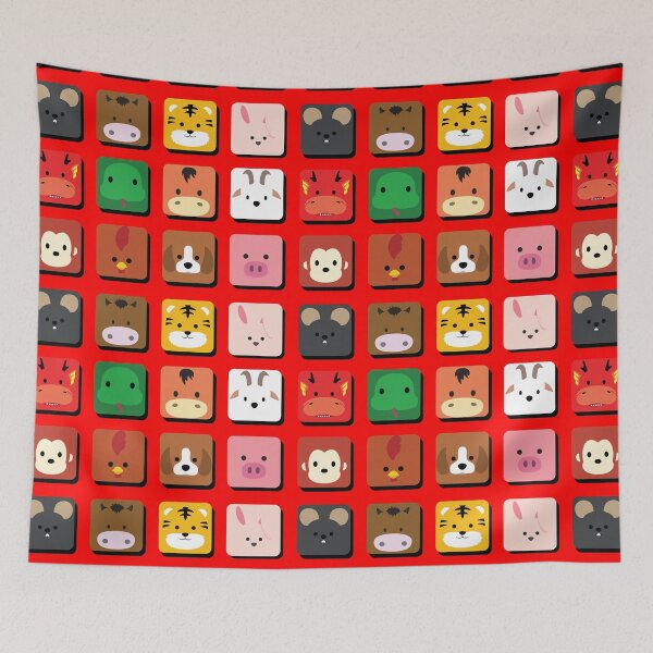 Item preview, Chinese Zodiac Cute Cartoon Animals Square Icon designed and sold by SUPERHERON.