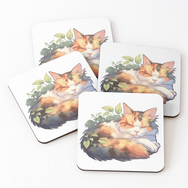 Item preview, Sleepy Calico Kitty - Whimsical Style Artistic Cat Design for Cat Lovers designed and sold by montrealinabox.