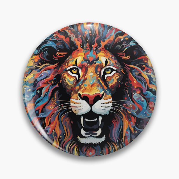 Item preview, batik psychedelic nuclear style art of magnificent lion designed and sold by Five Seventy Five.
