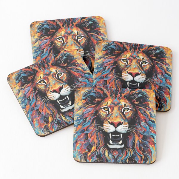 Item preview, batik psychedelic nuclear style art of magnificent lion designed and sold by Five Seventy Five.