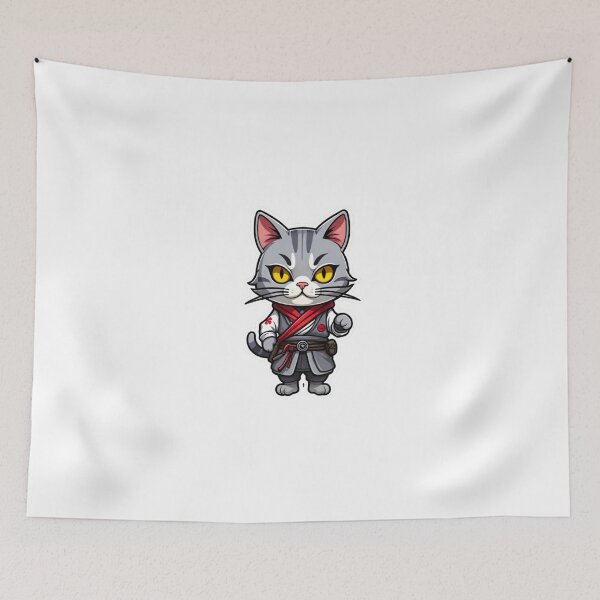 Item preview, Grey cat assassin Japan designed and sold by KorArtStudio.