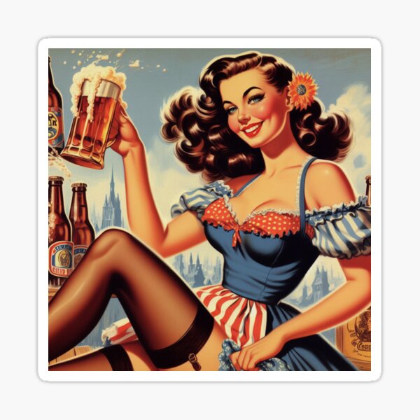 Item preview, Vintage Beer Pin Up designed and sold by PulpVintage.