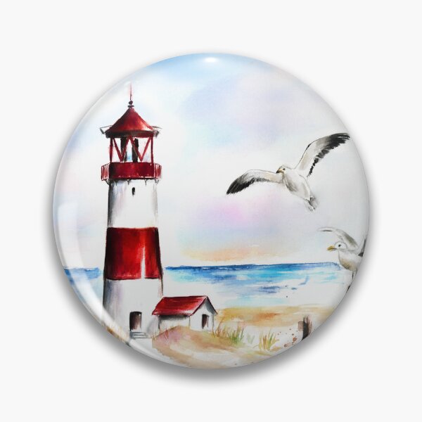 Item preview, Lighthouse on the beach with seagulls. designed and sold by CorneliaPilz.